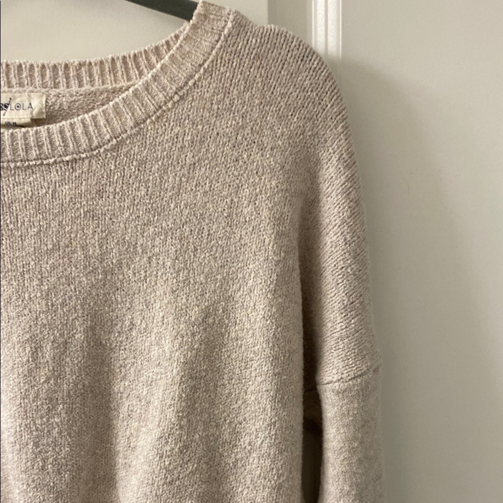 Yes Lola-Cozy Cream Crew Neck Sweater with Modern Twist - Picture 5 of 9